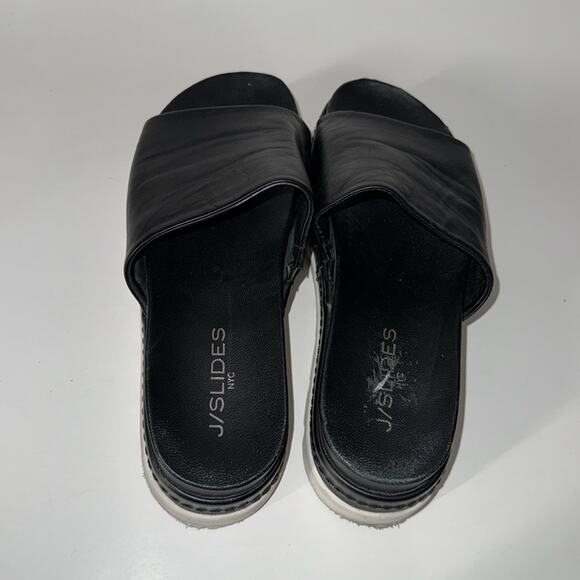 J/Slides Bibby black platform slip on leather sandals. Size 6.5 - Picture 5 of 8